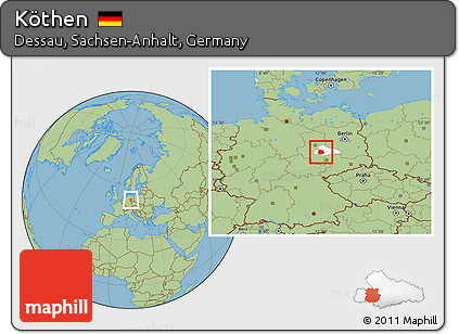 Savanna Style Location Map of Köthen, highlighted parent region