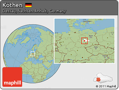 Savanna Style Location Map of Köthen, highlighted parent region