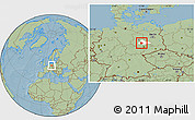 Savanna Style Location Map of Köthen, highlighted parent region, hill shading