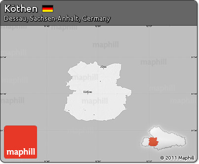 Gray Map of Köthen, single color outside