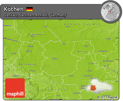 Physical Map of Köthen