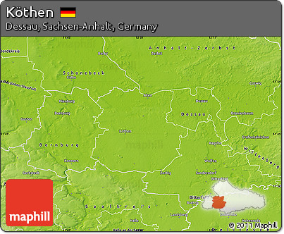 Physical Map of Köthen