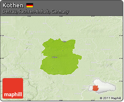 Physical Map of Köthen, lighten