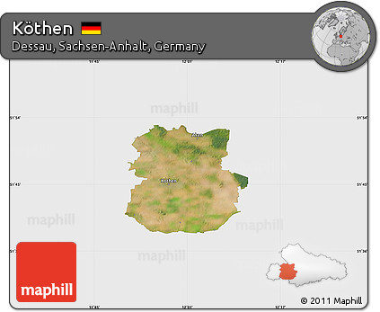 Satellite Map of Köthen, single color outside