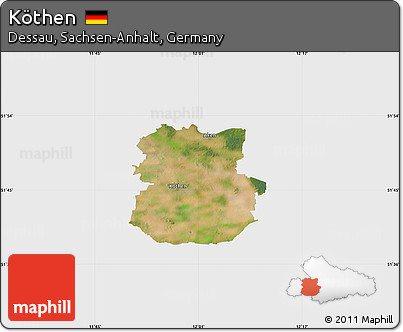 Satellite Map of Köthen, single color outside
