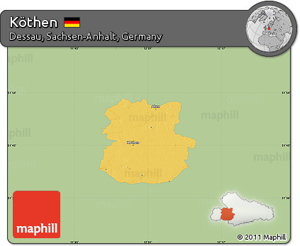 Savanna Style Map of Köthen, single color outside