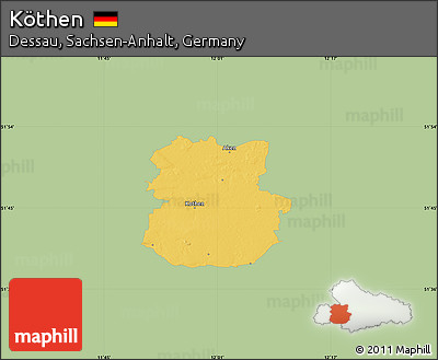 Savanna Style Map of Köthen, single color outside