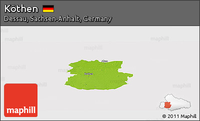 Physical Panoramic Map of Köthen, cropped outside