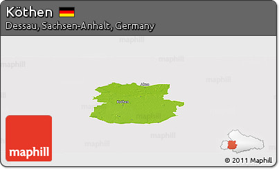 Physical Panoramic Map of Köthen, cropped outside