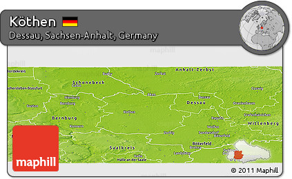 Physical Panoramic Map of Köthen