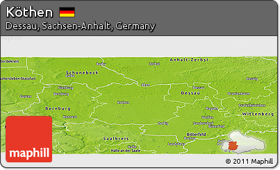 Physical Panoramic Map of Köthen