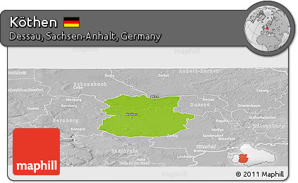 Physical Panoramic Map of Köthen, lighten, desaturated