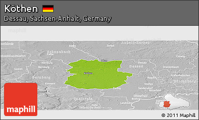 Physical Panoramic Map of Köthen, lighten, desaturated