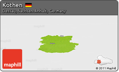 Physical Panoramic Map of Köthen, single color outside