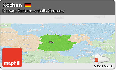 Political Panoramic Map of Köthen, lighten