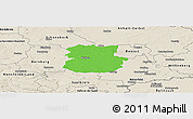Political Panoramic Map of Köthen, shaded relief outside