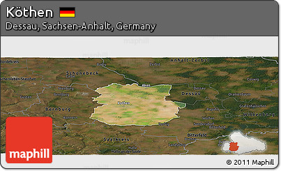Satellite Panoramic Map of Köthen, darken