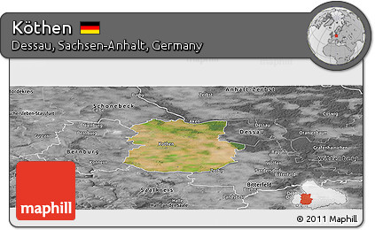 Satellite Panoramic Map of Köthen, desaturated
