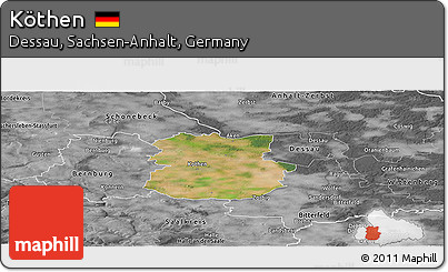 Satellite Panoramic Map of Köthen, desaturated