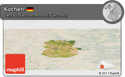 Satellite Panoramic Map of Köthen, lighten