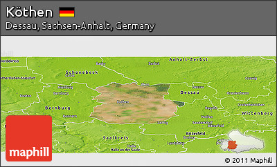 Satellite Panoramic Map of Köthen, physical outside