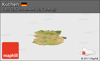 Satellite Panoramic Map of Köthen, single color outside