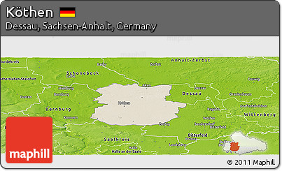 Shaded Relief Panoramic Map of Köthen, physical outside
