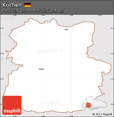 Classic Style Simple Map of Köthen, cropped outside