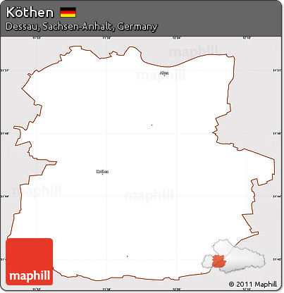 Classic Style Simple Map of Köthen, cropped outside