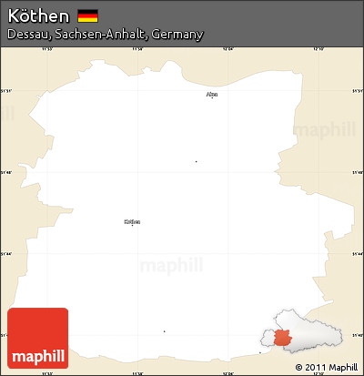 Classic Style Simple Map of Köthen, single color outside