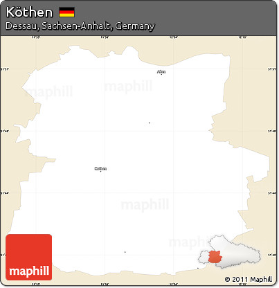 Classic Style Simple Map of Köthen, single color outside