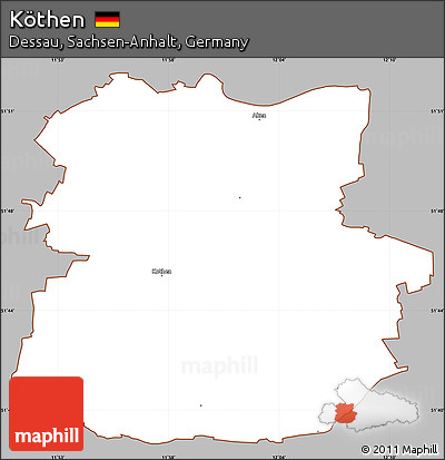 Gray Simple Map of Köthen, cropped outside