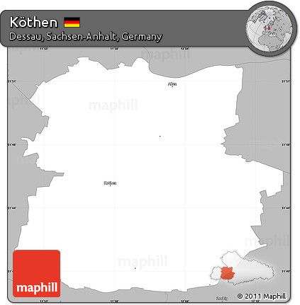 Gray Simple Map of Köthen