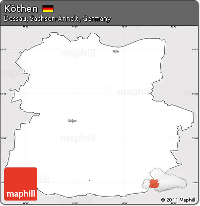 Silver Style Simple Map of Köthen, cropped outside