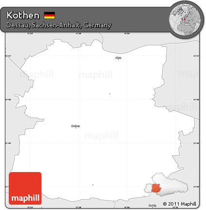 Silver Style Simple Map of Köthen