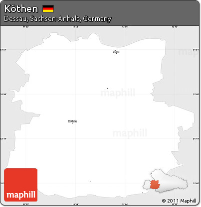 Silver Style Simple Map of Köthen, single color outside