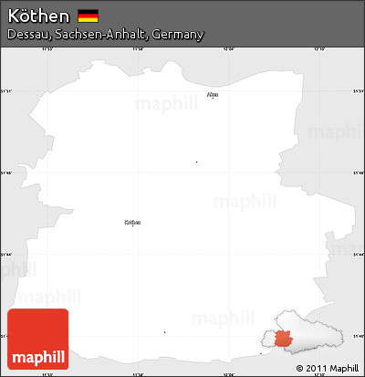Silver Style Simple Map of Köthen, single color outside