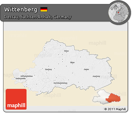 Classic Style 3D Map of Wittenberg, single color outside