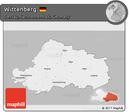 Gray 3D Map of Wittenberg, single color outside