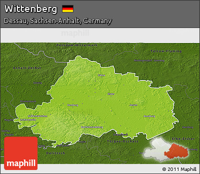 Physical 3D Map of Wittenberg, darken