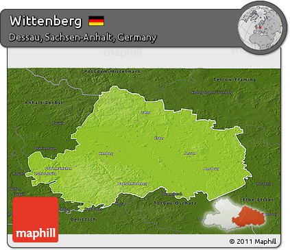 Physical 3D Map of Wittenberg, darken