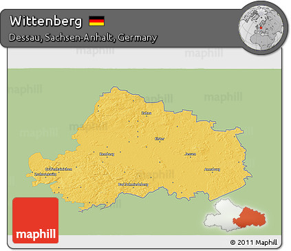 Savanna Style 3D Map of Wittenberg, single color outside