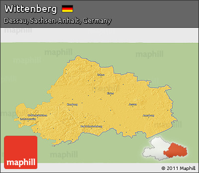 Savanna Style 3D Map of Wittenberg, single color outside