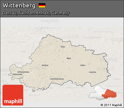Shaded Relief 3D Map of Wittenberg, lighten