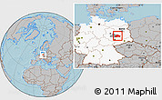 Gray Location Map of Wittenberg, highlighted country, highlighted parent region, hill shading
