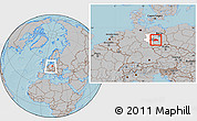 Gray Location Map of Wittenberg, highlighted parent region, highlighted grandparent region, within the entire country, hill shading