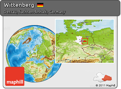 Physical Location Map of Wittenberg, highlighted parent region, highlighted grandparent region