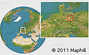 Satellite Location Map of Wittenberg, highlighted parent region, within the entire country