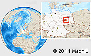 Shaded Relief Location Map of Wittenberg, highlighted country, highlighted parent region