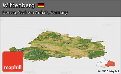 Satellite Panoramic Map of Wittenberg, single color outside